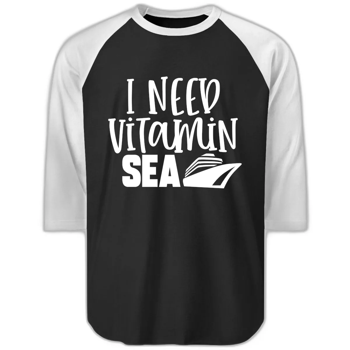 I Need Vitamin Sea Raglan 3/4 in Black White