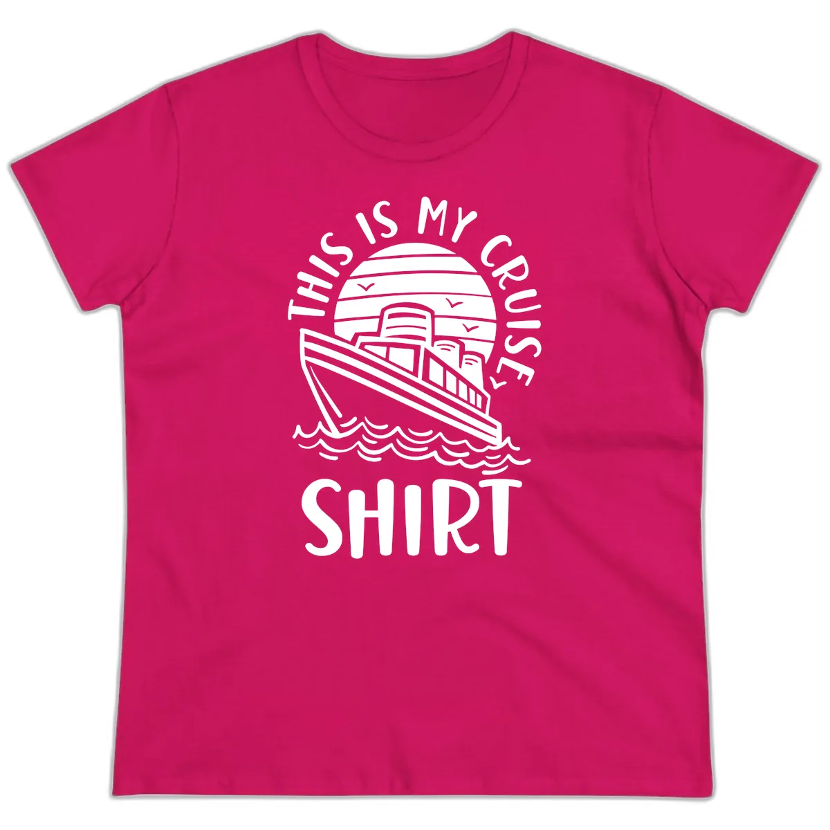 This Is My Cruise Ship Ladies Tee in Heliconia