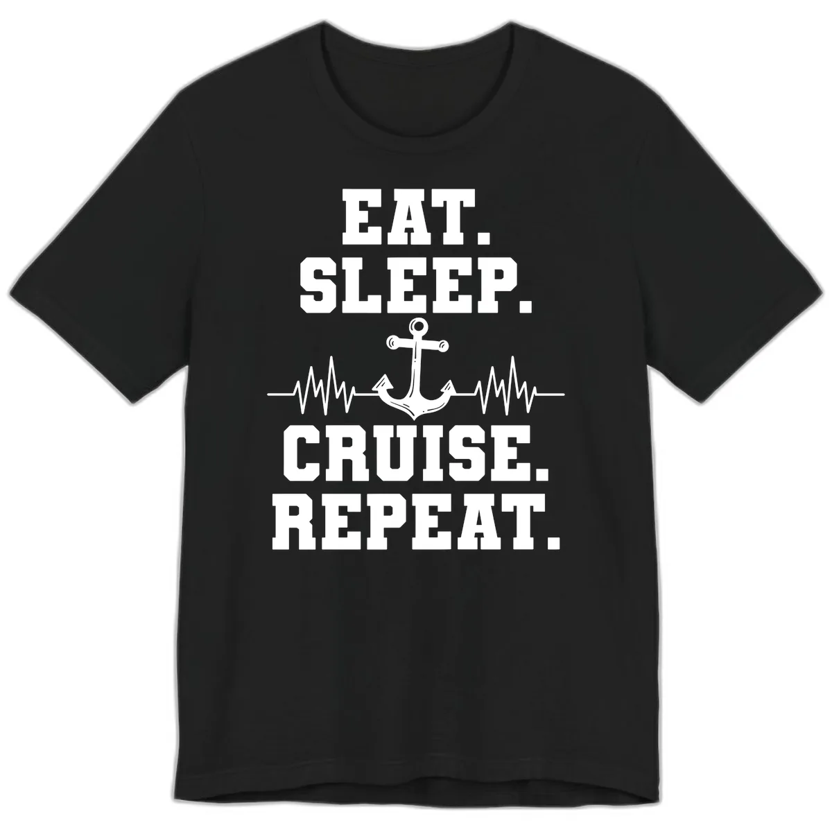 Eat Sleep Cruise Repeat Premium T-Shirt in Black