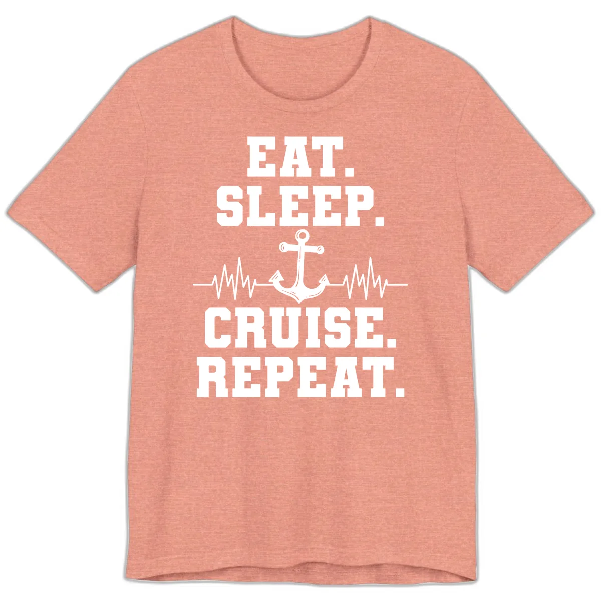 Eat Sleep Cruise Repeat Premium T-Shirt in Heather Sunset