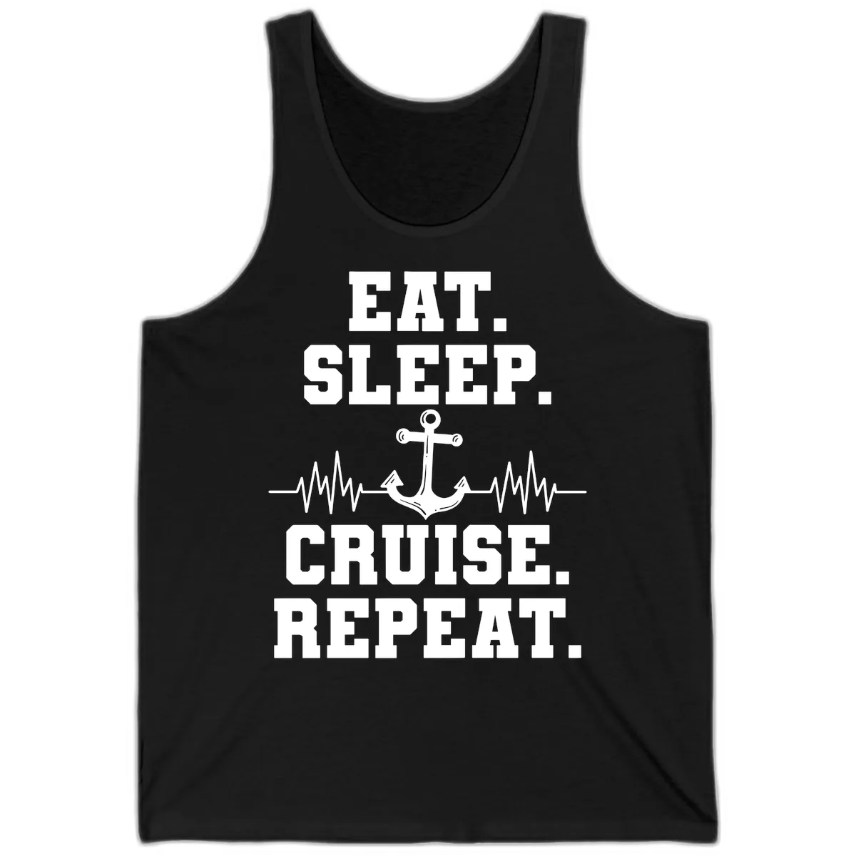 Eat Sleep Cruise Repeat Tank in Black