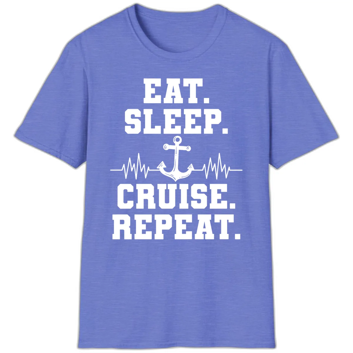 Eat Sleep Cruise Repeat T-Shirt in Heather Royal