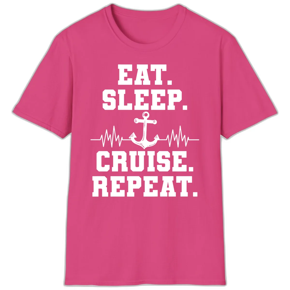 Eat Sleep Cruise Repeat T-Shirt in Heliconia
