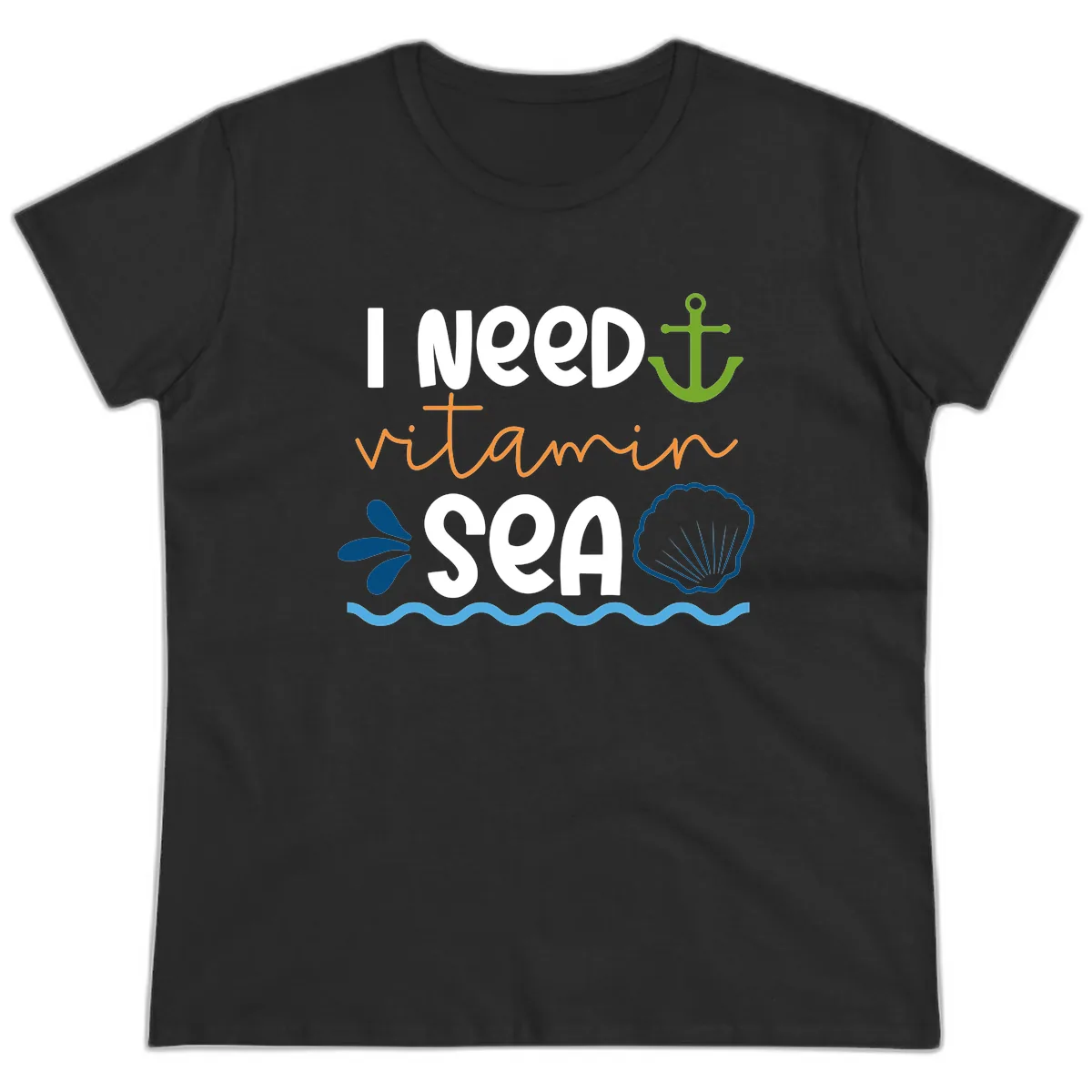 I Need Vitamin Sea Ladies Tee in Black
