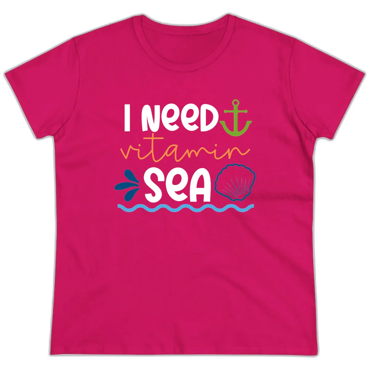 I Need Vitamin Sea Ladies Tee in Heliconia