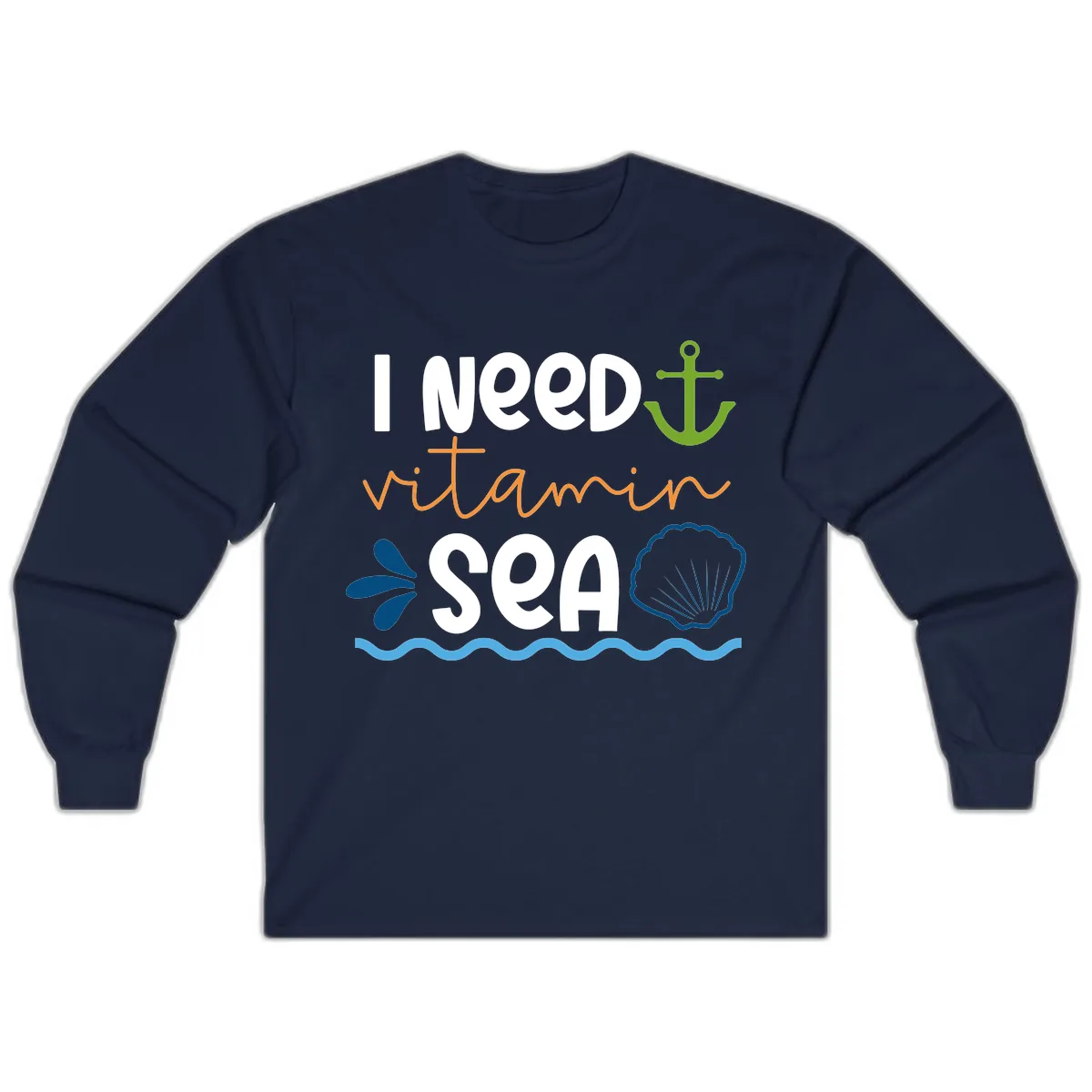 I Need Vitamin Sea Long Sleeve in Navy