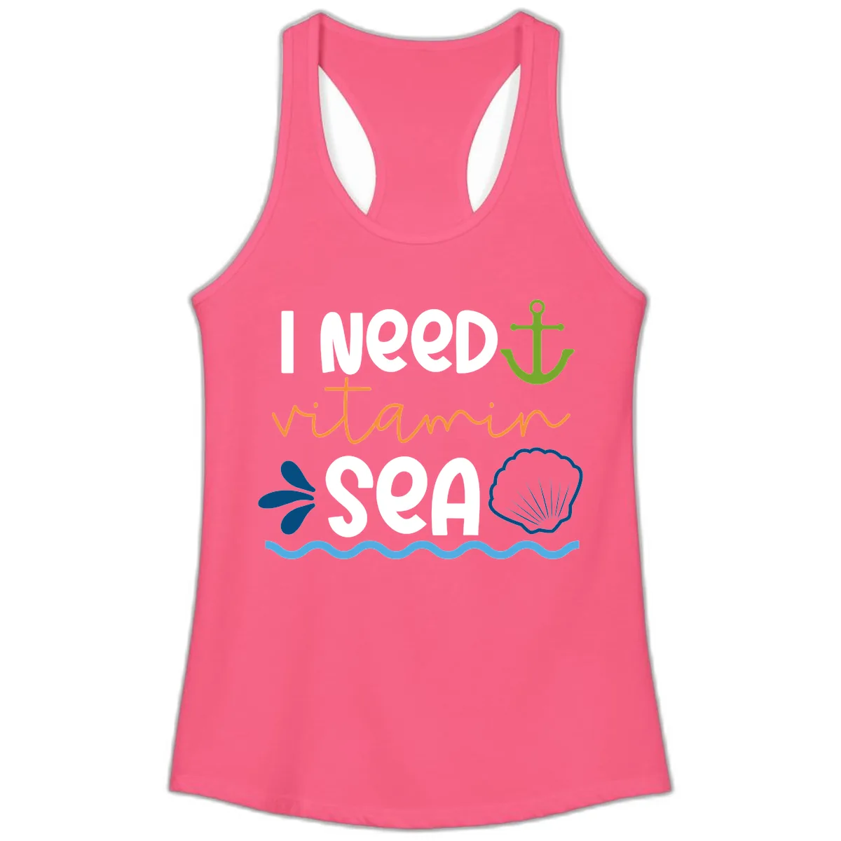 I Need Vitamin Sea Ladies Tank in Solid Hot Pink