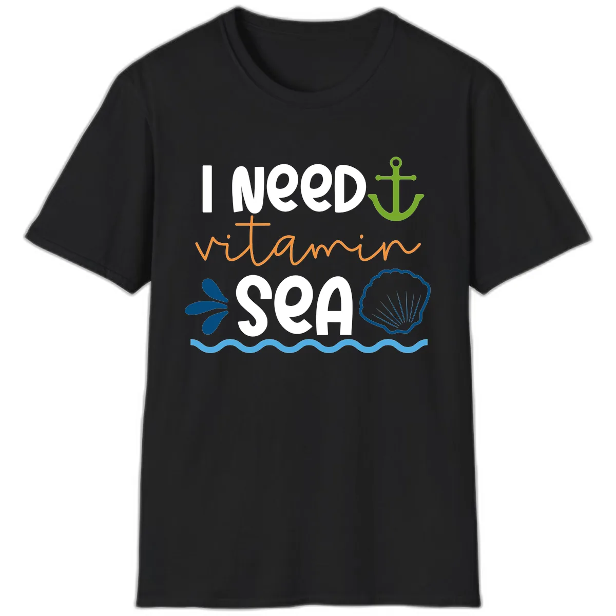 I Need Vitamin Sea T-Shirt in Black