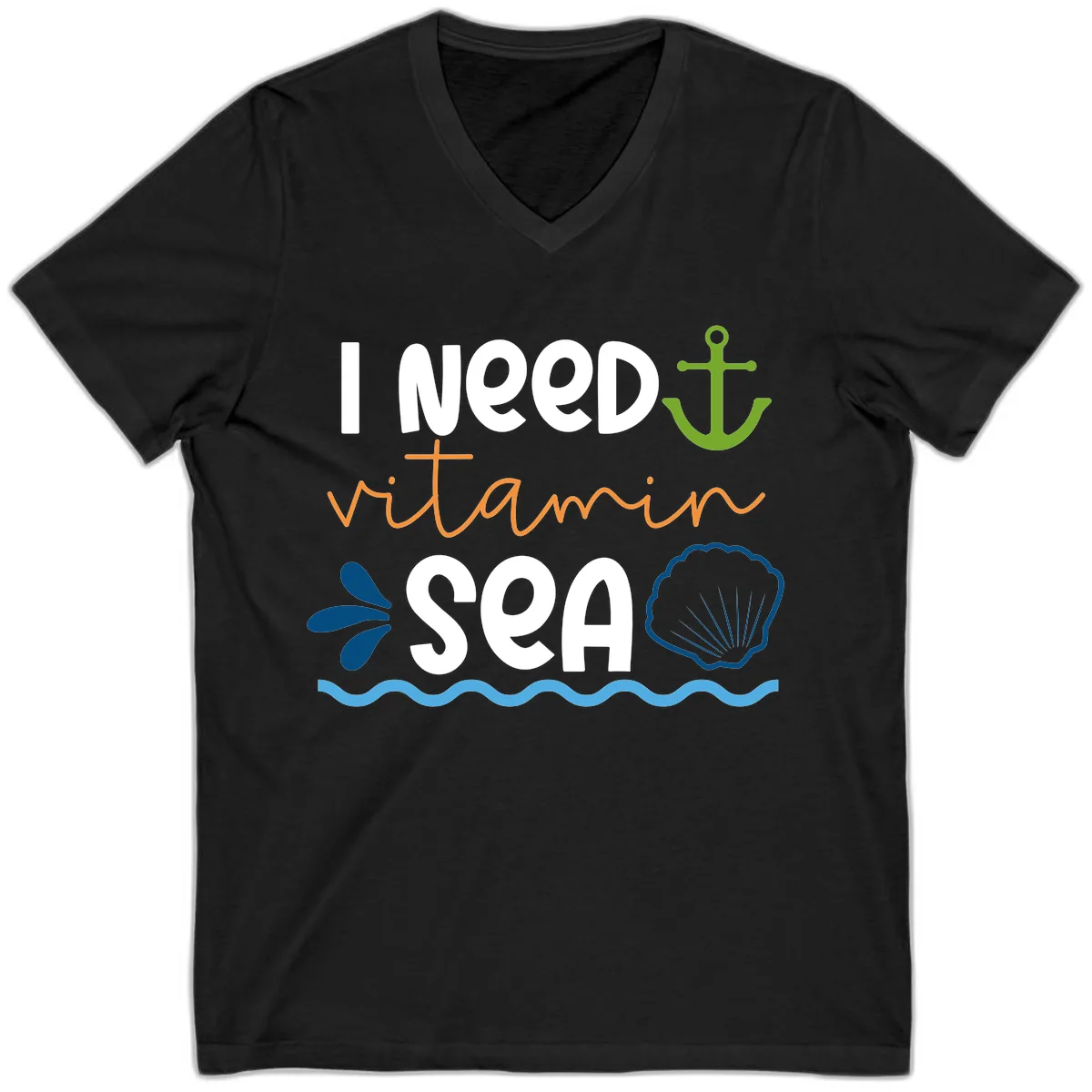 I Need Vitamin Sea V-Neck in Black