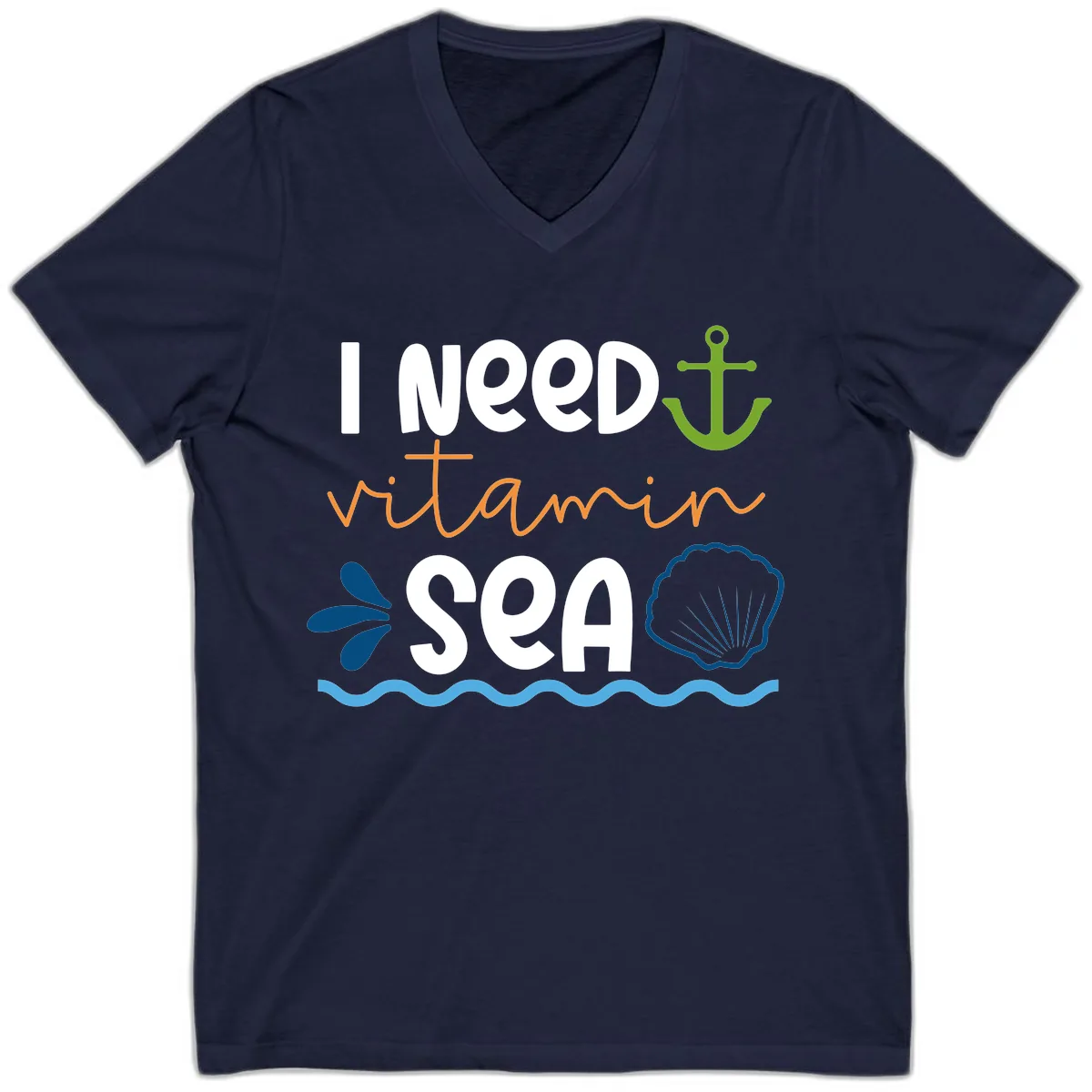I Need Vitamin Sea V-Neck in Navy