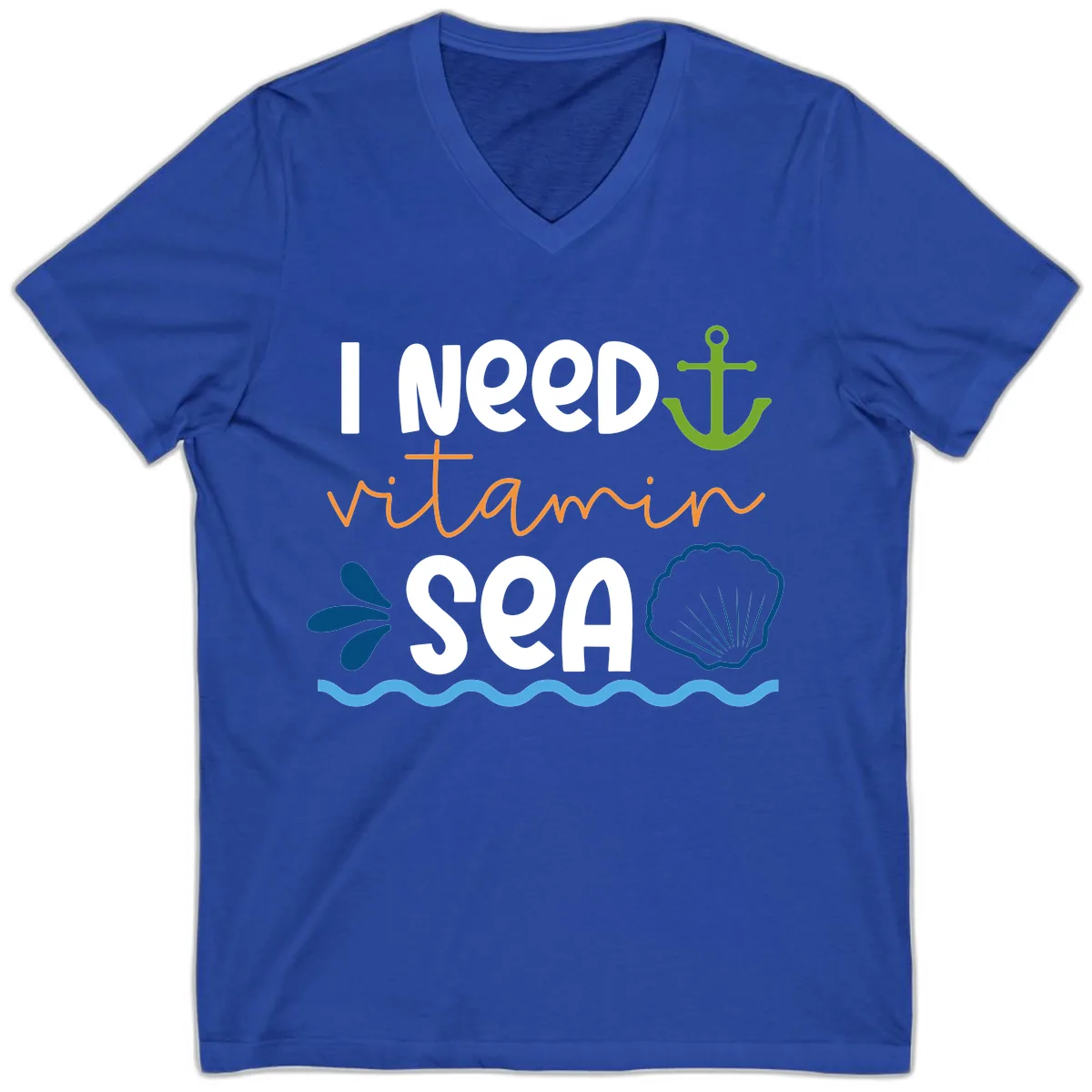 I Need Vitamin Sea V-Neck in True Royal