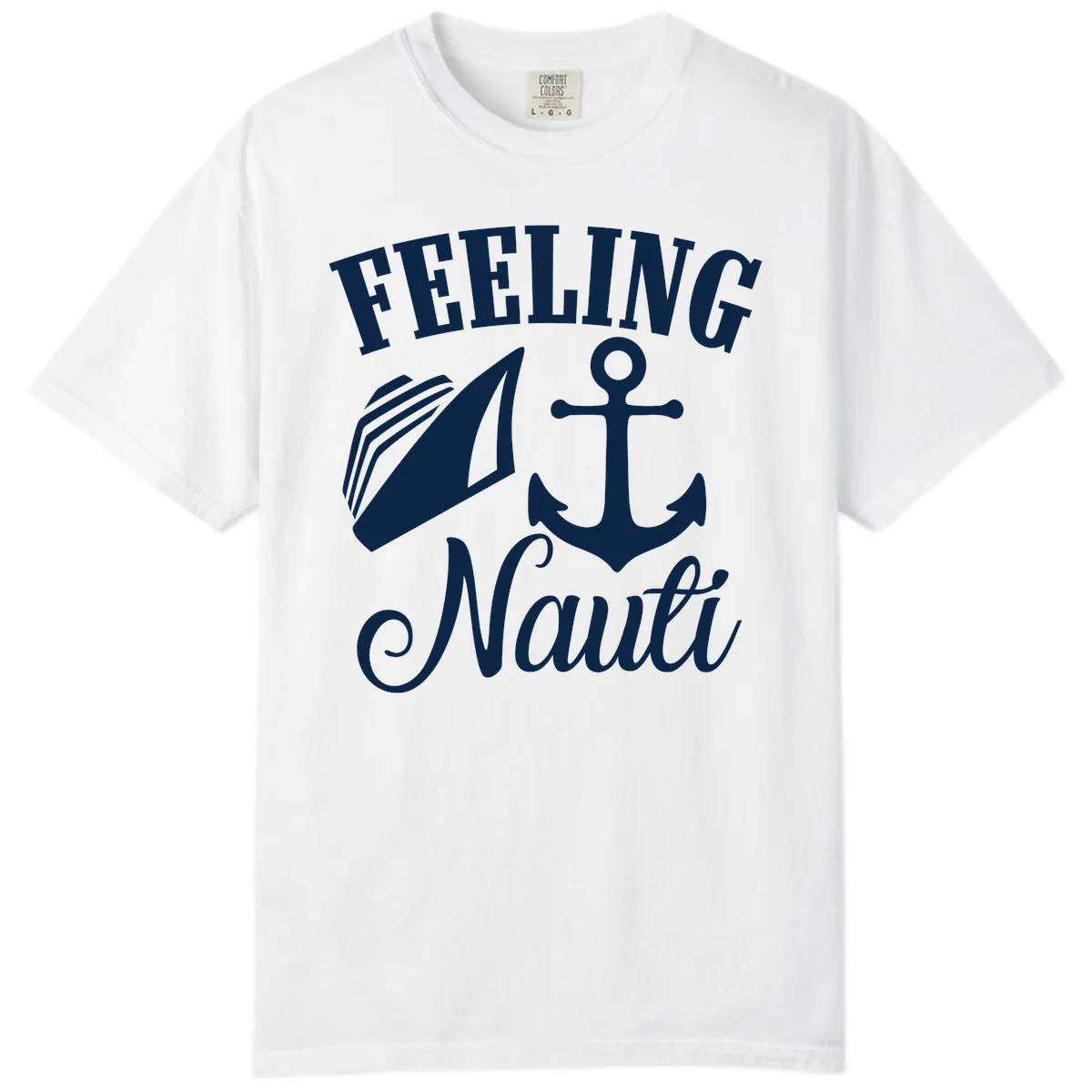 Feeling Nauti Anchor & Sailboat Comfort Color in White
