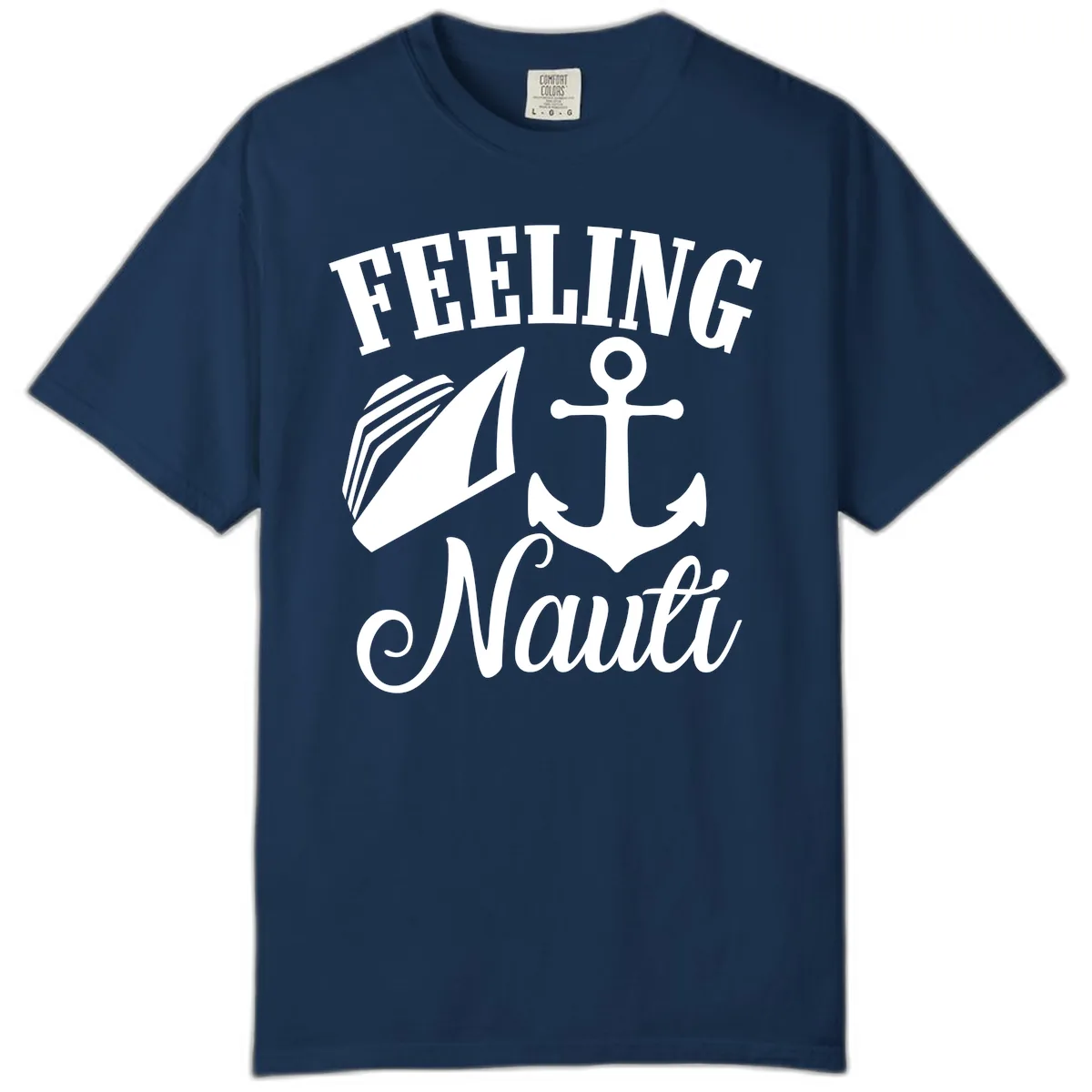 Feeling Nauti Anchor & Sailboat Comfort Color in Navy