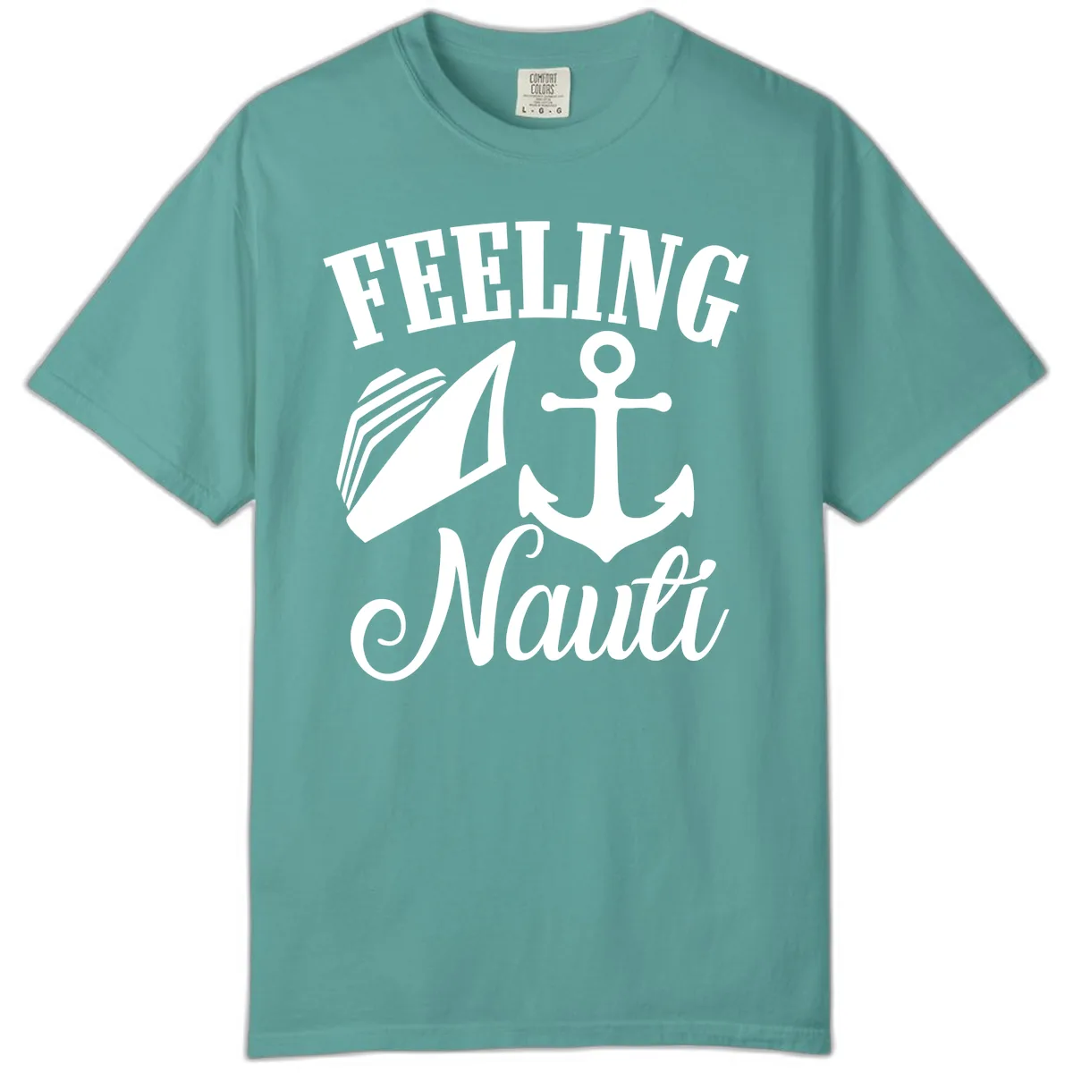 Feeling Nauti Anchor & Sailboat Comfort Color in Seafoam