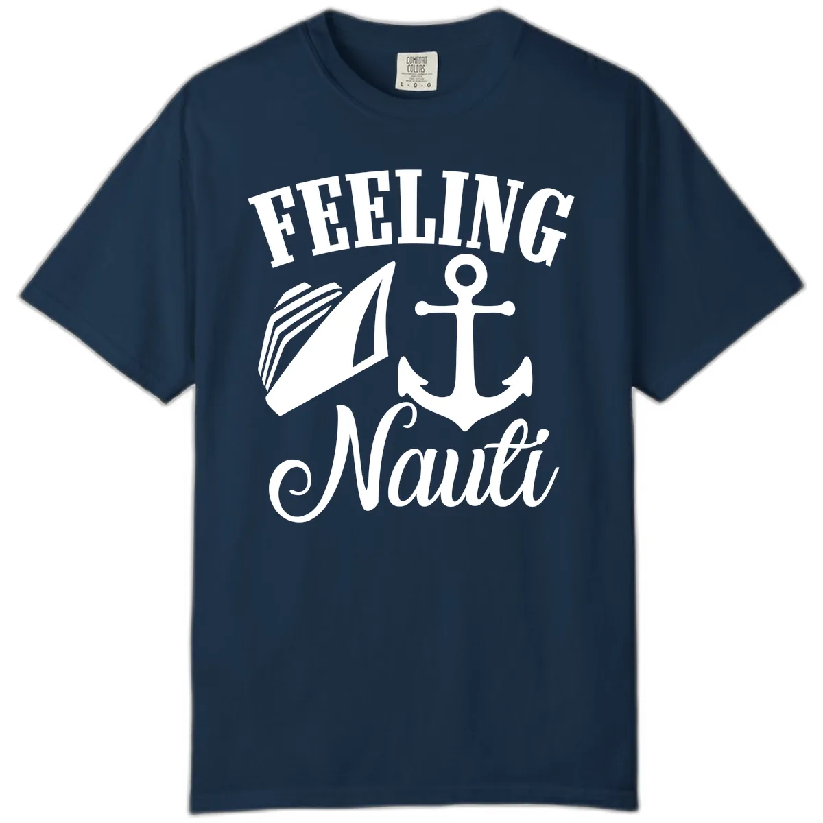 Feeling Nauti Anchor & Sailboat Comfort Color in True Navy