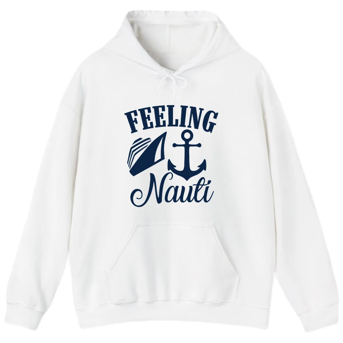 Feeling Nauti Anchor & Sailboat Hoodie in White