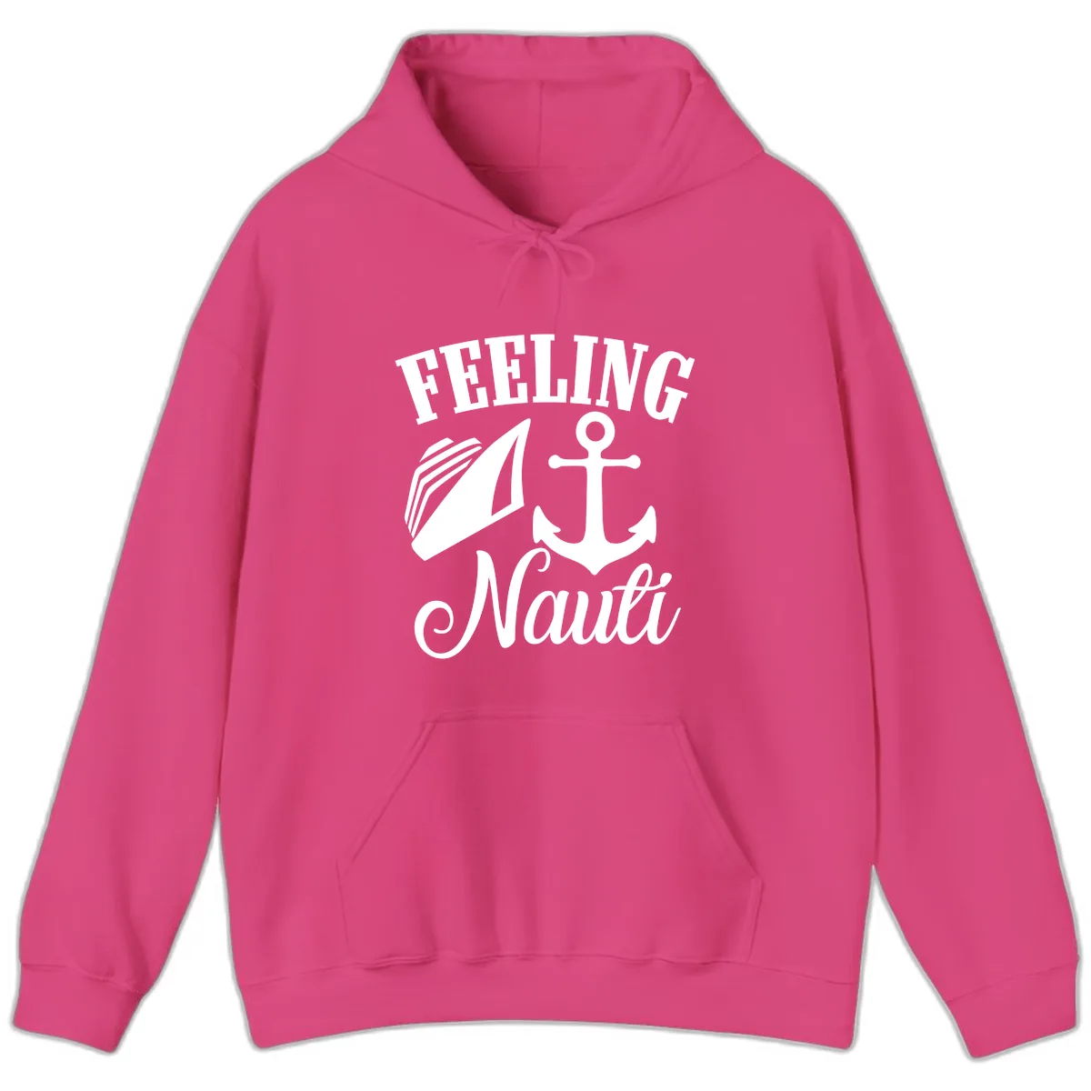 Feeling Nauti Anchor & Sailboat Hoodie in Heliconia