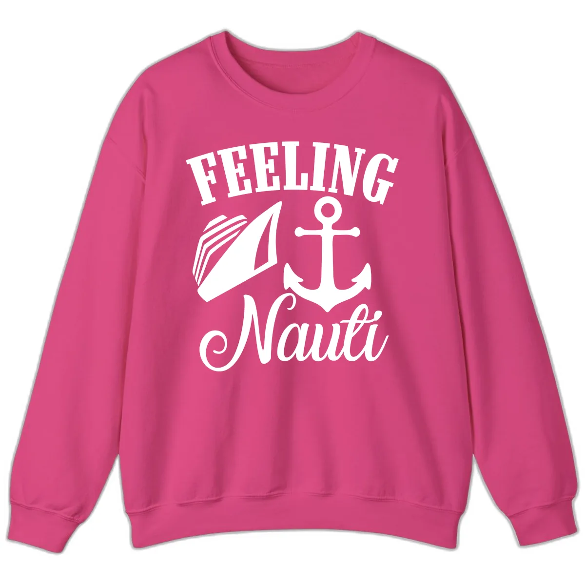 Feeling Nauti Anchor & Sailboat Sweatshirt in Heliconia