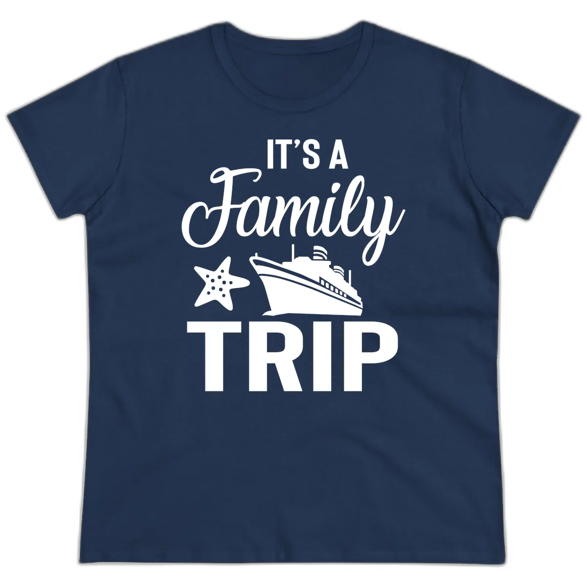 It's A Family Trip Ladies Tee in Navy