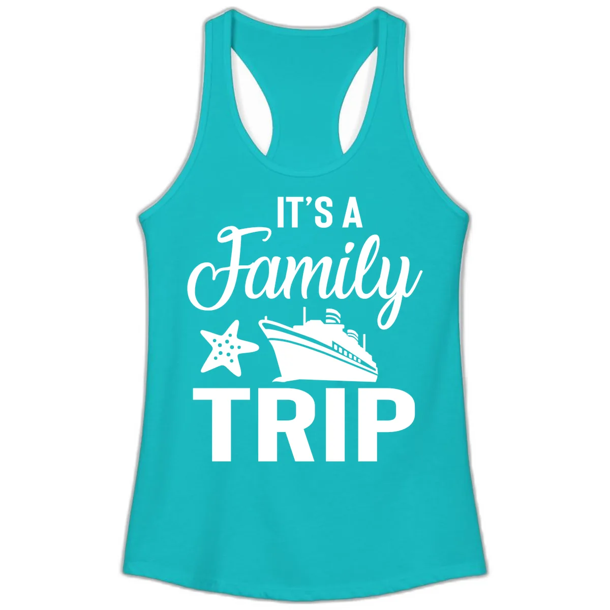 It's A Family Trip Ladies Tank in Tahiti Blue