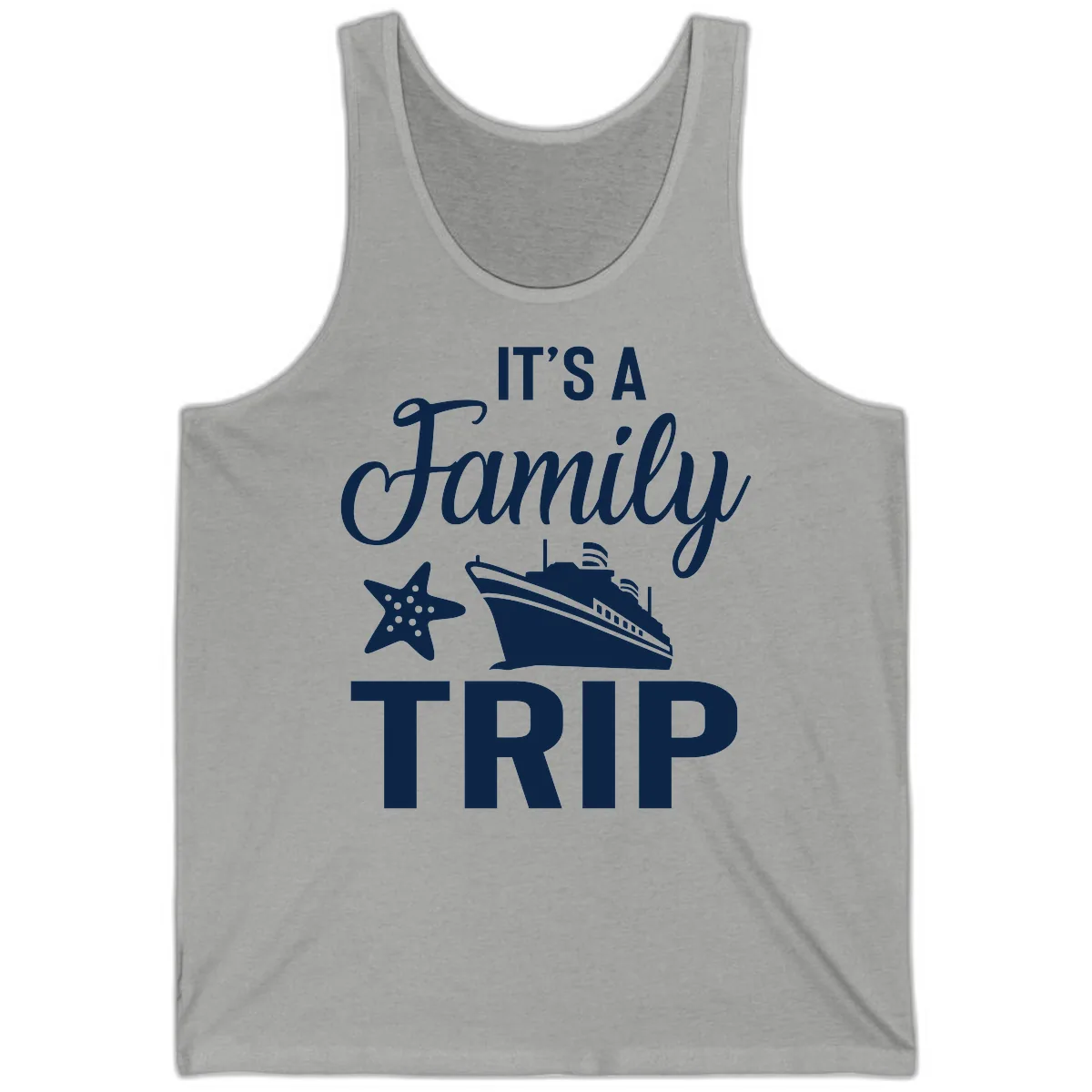 It's A Family Trip Tank in Athletic Heather