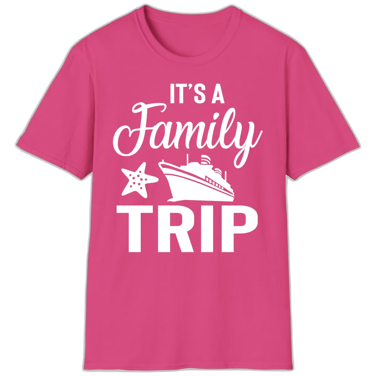 It's A Family Trip T-Shirt in Heliconia