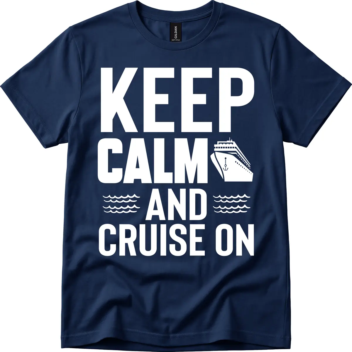 Keep Calm And Cruise On T-Shirt in Navy