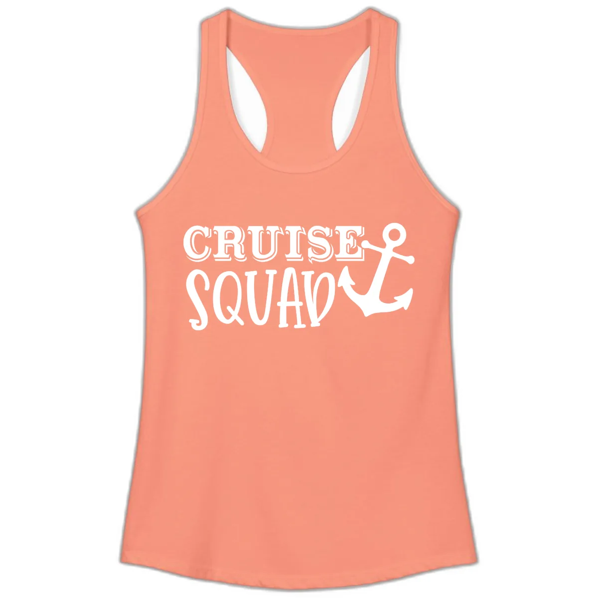 Cruise Squad Anchor Ladies Tank in Solid Light Orange