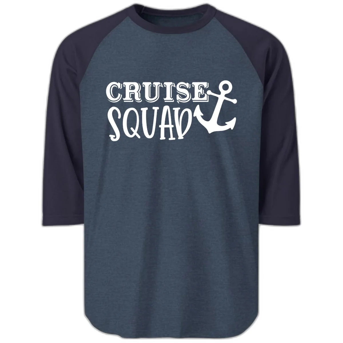 Cruise Squad Anchor Raglan 3/4 in Heather Denim Navy