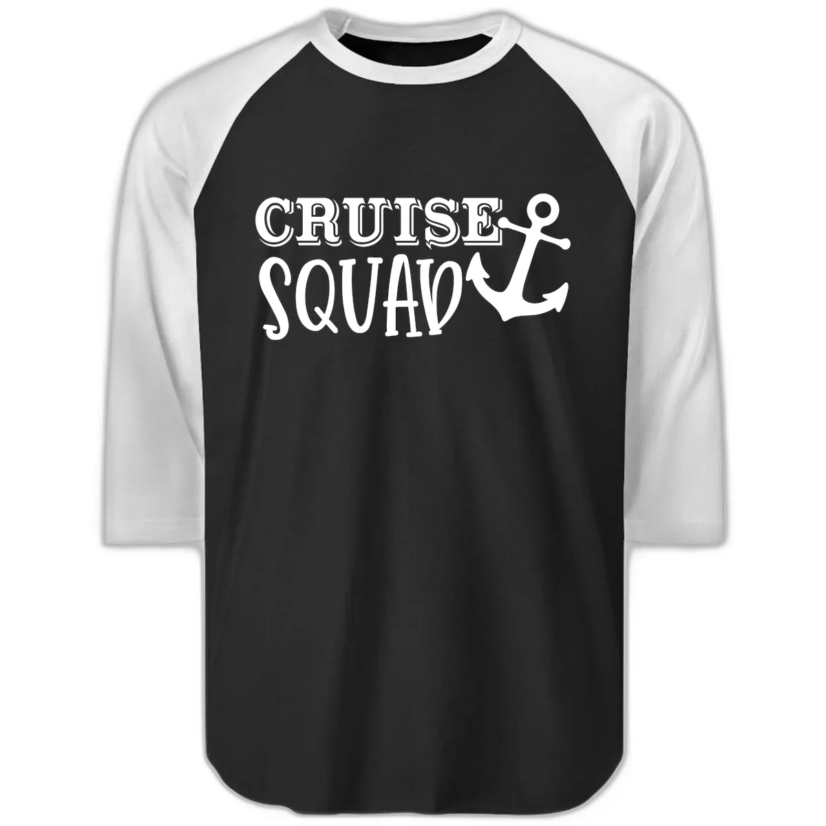 Cruise Squad Anchor Raglan 3/4 in Black White