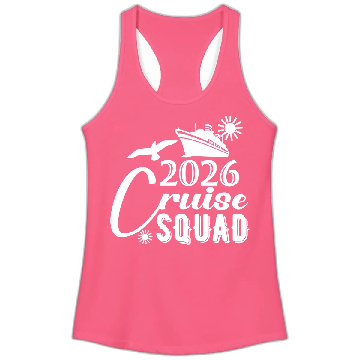 2026 Cruise Squad Ladies Tank in Solid Hot Pink