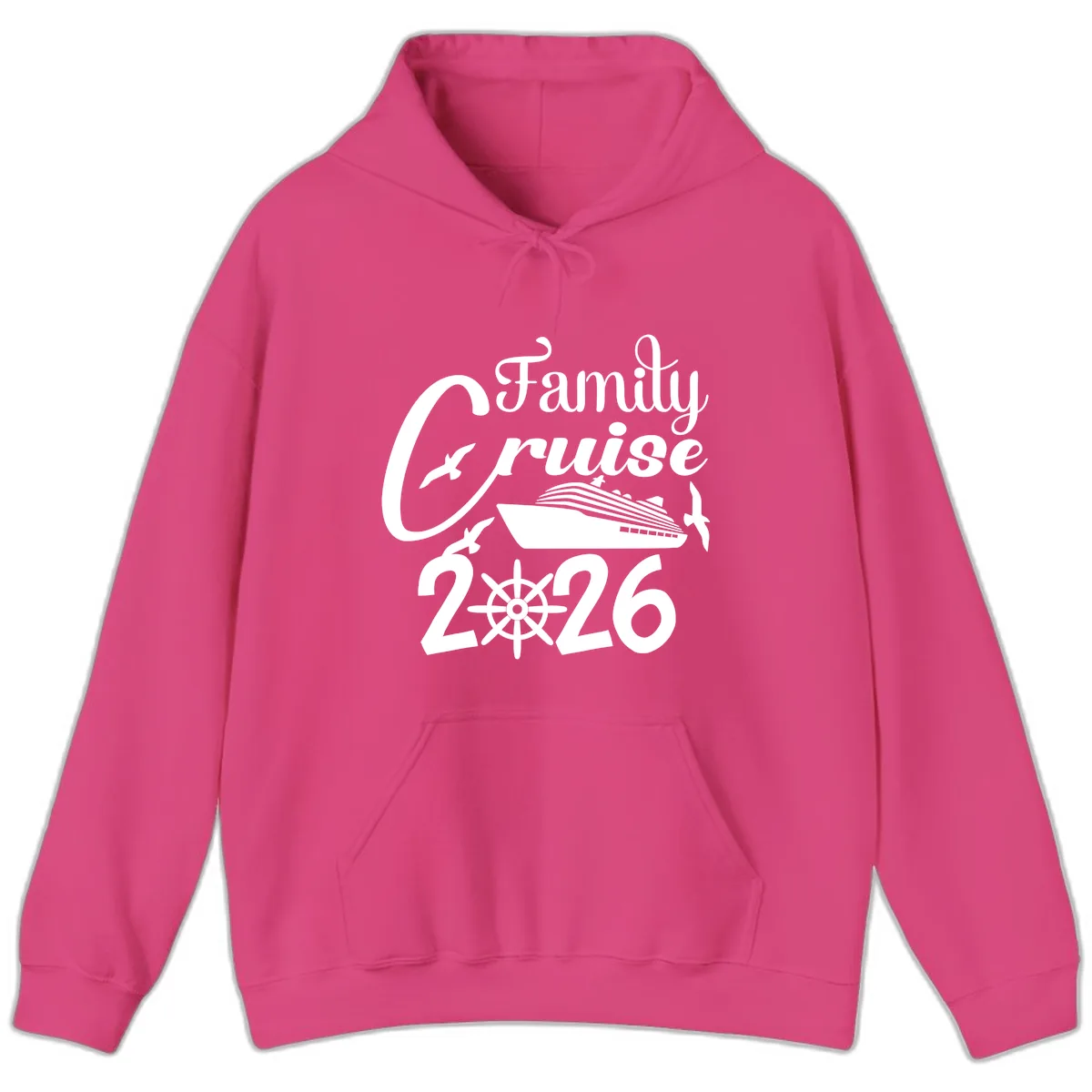 Family Cruise 2026 Hoodie in Heliconia