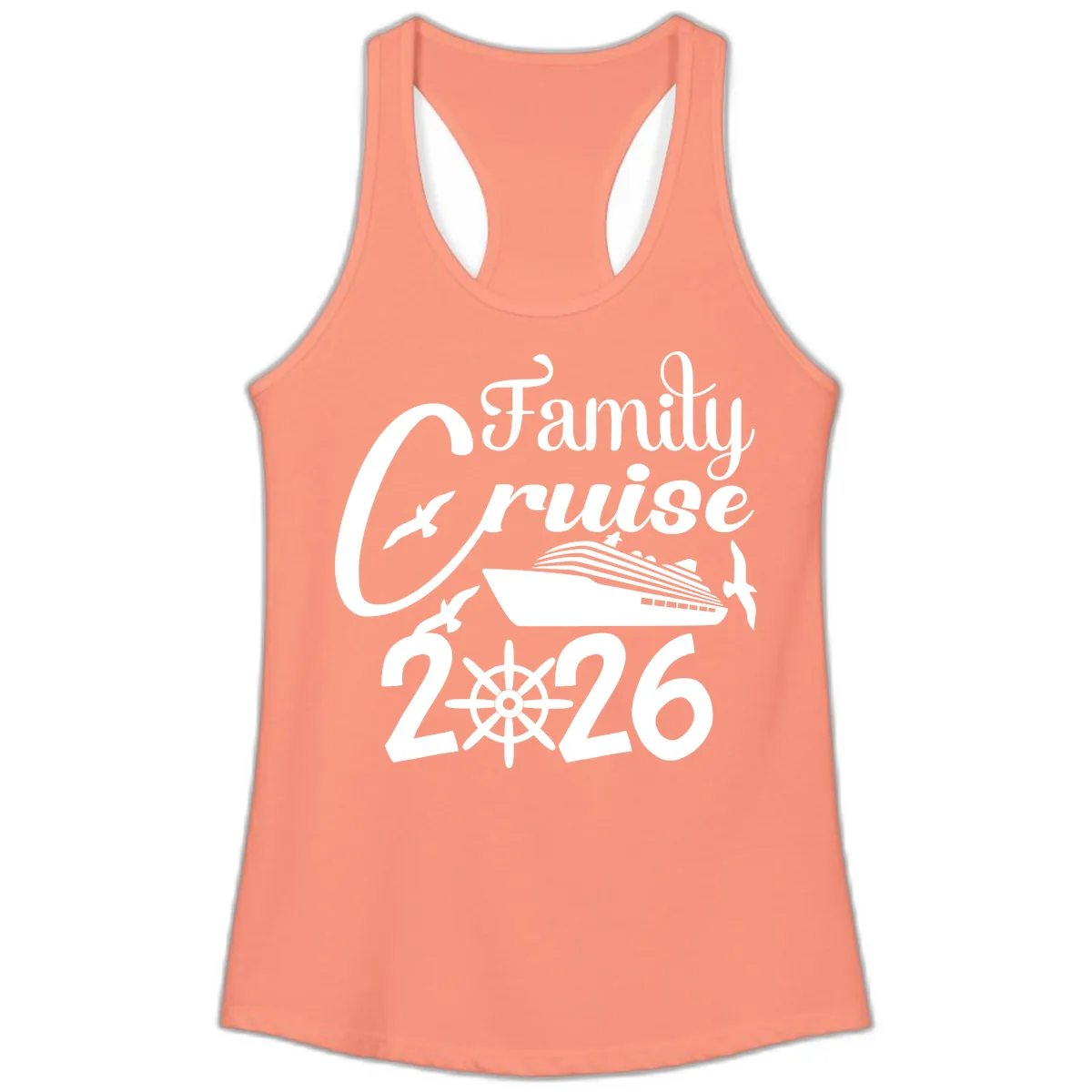 Family Cruise 2026 Ladies Tank in Solid Light Orange