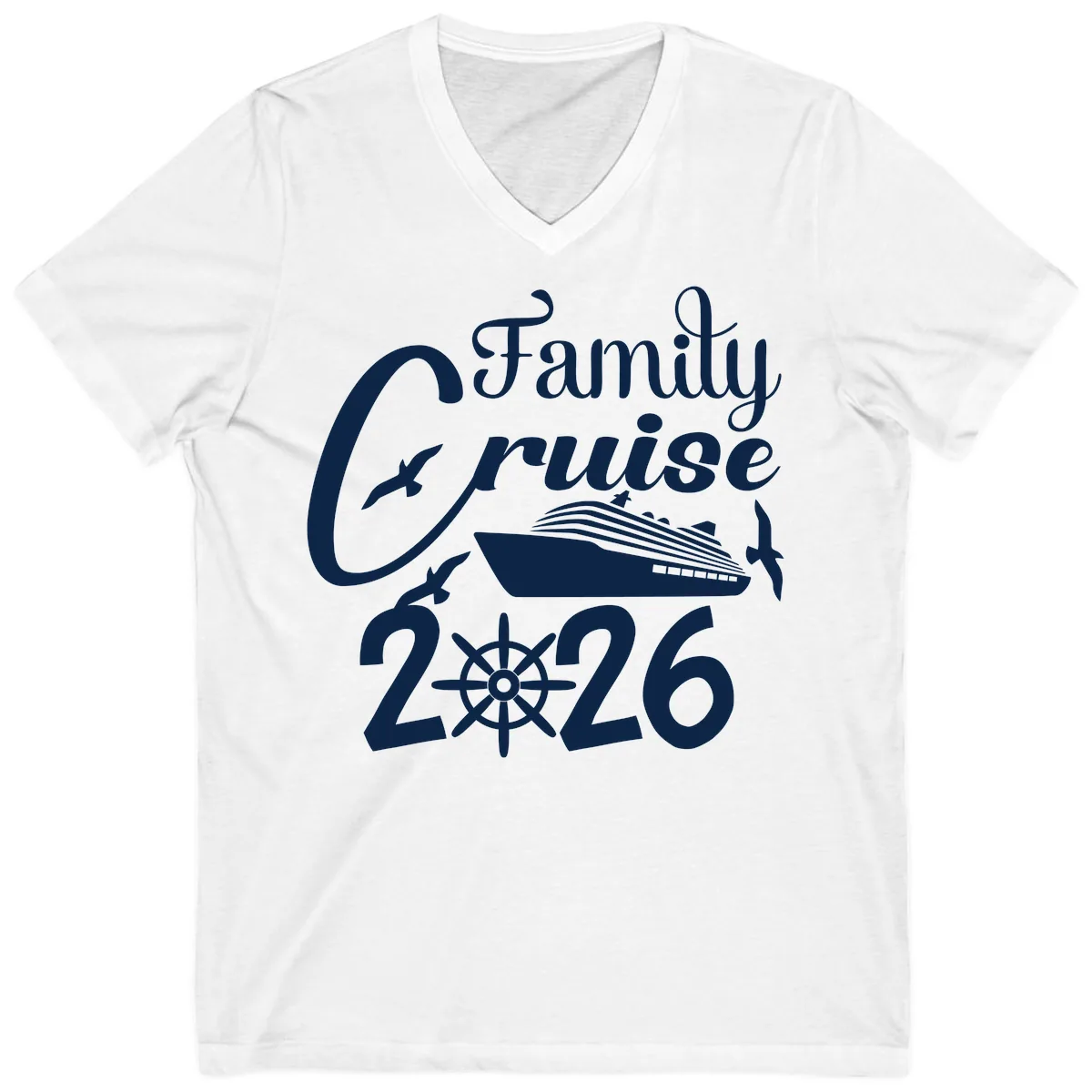 Family Cruise 2026 V-Neck in White