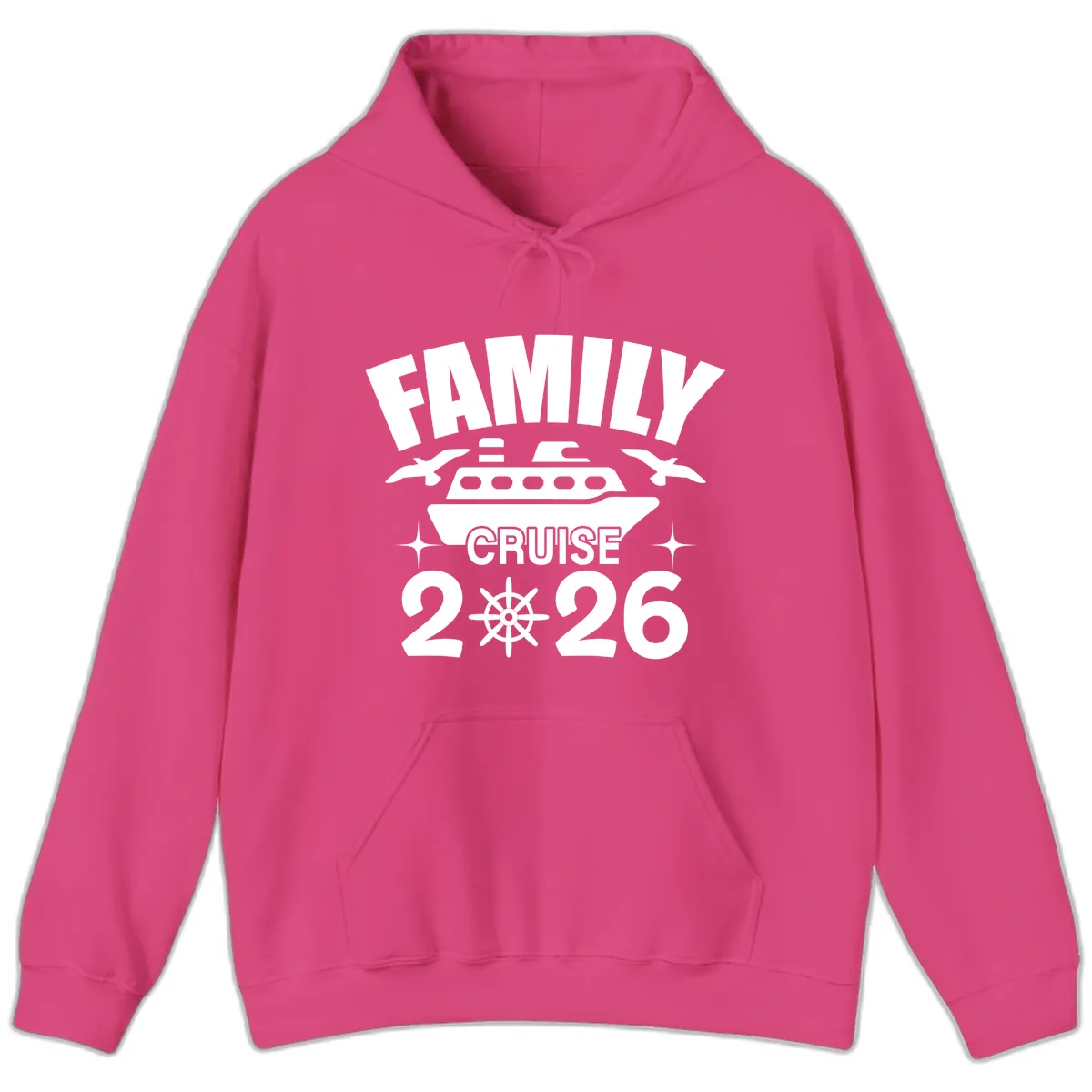 Family Cruise 2026 Hoodie in Heliconia