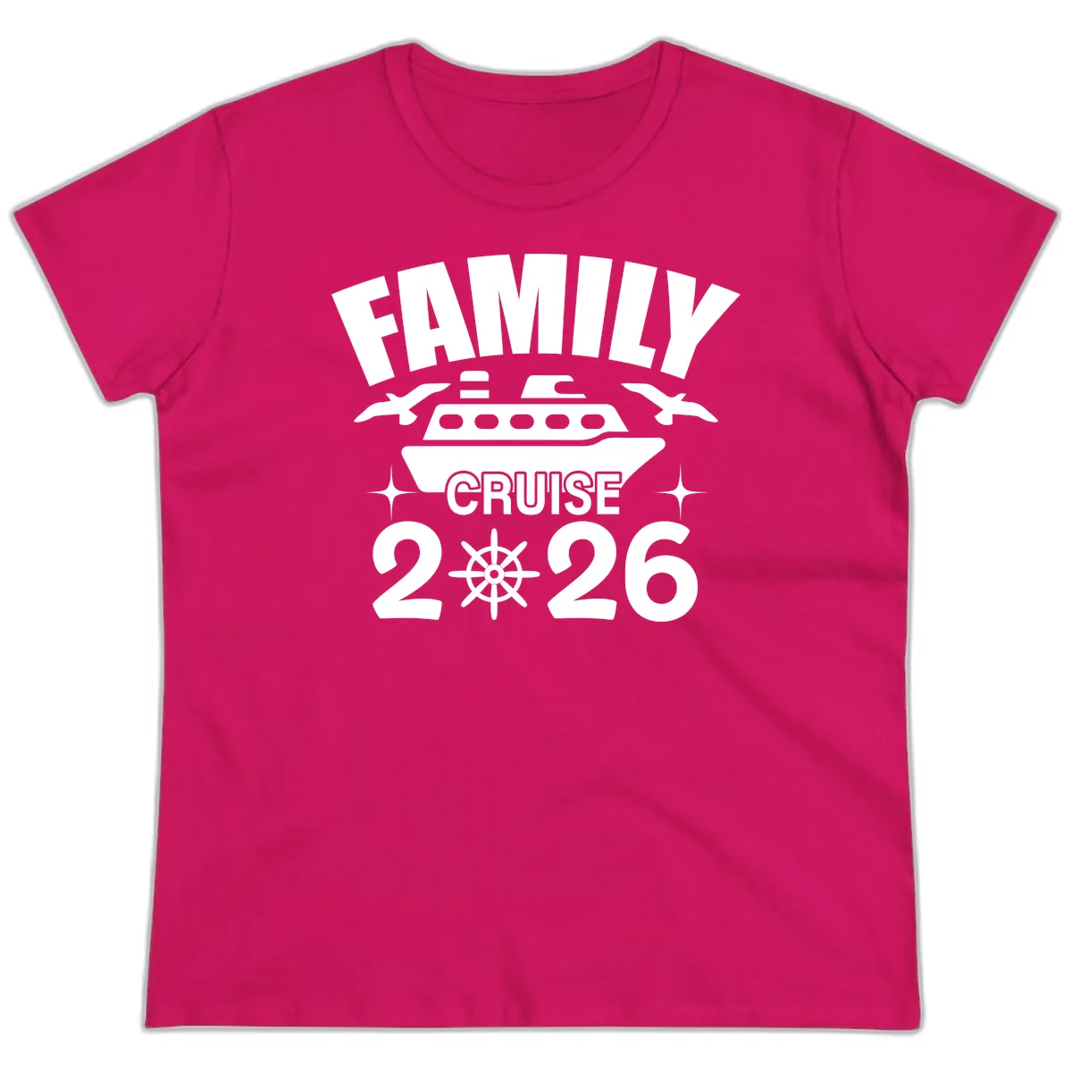 Family Cruise 2026 Ladies Tee in Heliconia