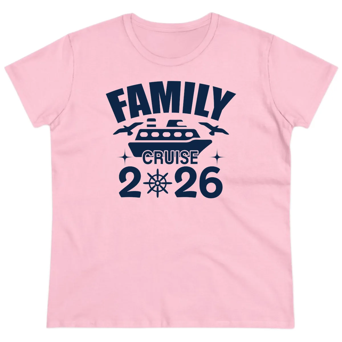 Family Cruise 2026 Ladies Tee in Light Pink