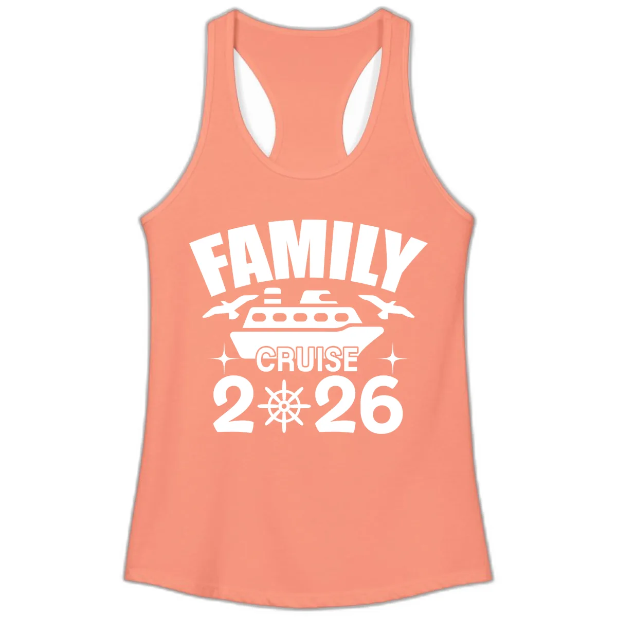 Family Cruise 2026 Ladies Tank in Solid Light Orange