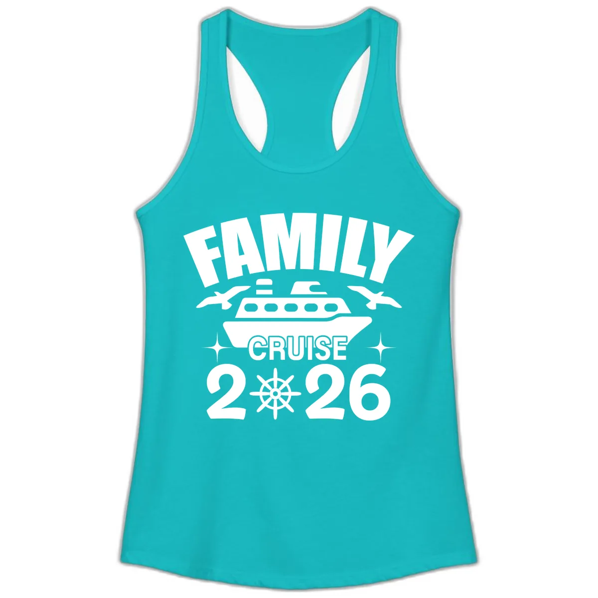 Family Cruise 2026 Ladies Tank in Tahiti Blue