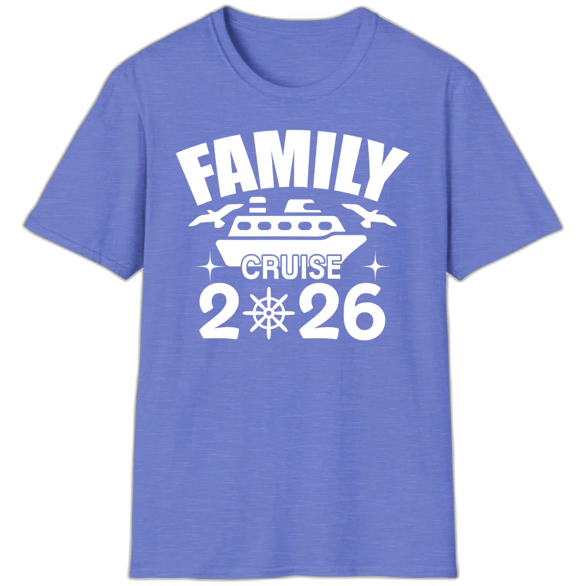 Family Cruise 2026 T-Shirt in Heather Royal