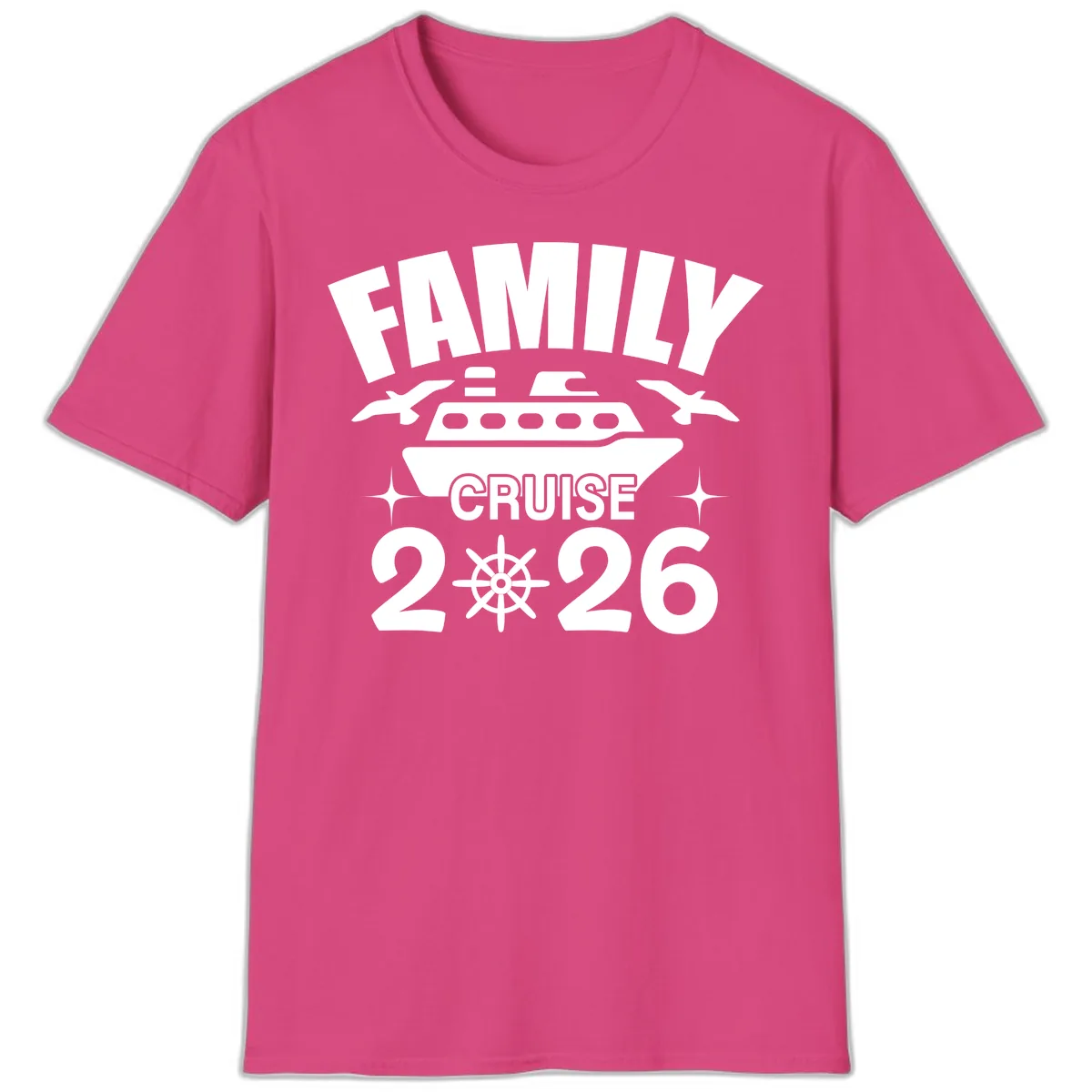 Family Cruise 2026 T-Shirt in Heliconia