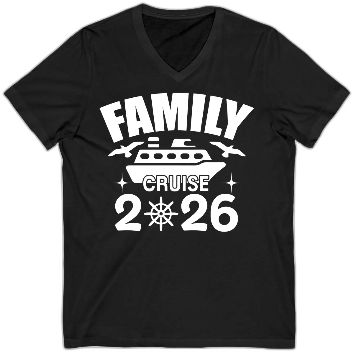 Family Cruise 2026 V-Neck in Black