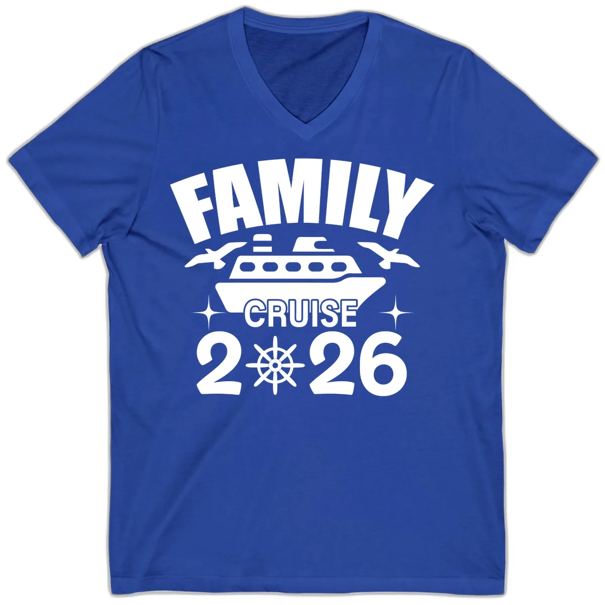 Family Cruise 2026 V-Neck in True Royal