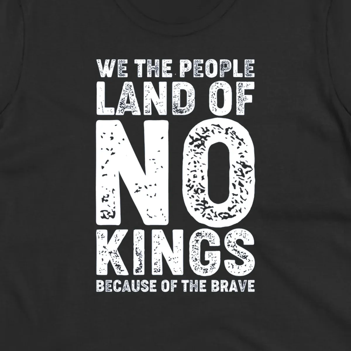 White distressed text on a black background reads, 'WE THE PEOPLE LAID NO FOUNDATION FOR COWARDICE BECAUSE NONE OF THESE THINGS ARE BRAVE.' Features a we-the-people-brave-quote.