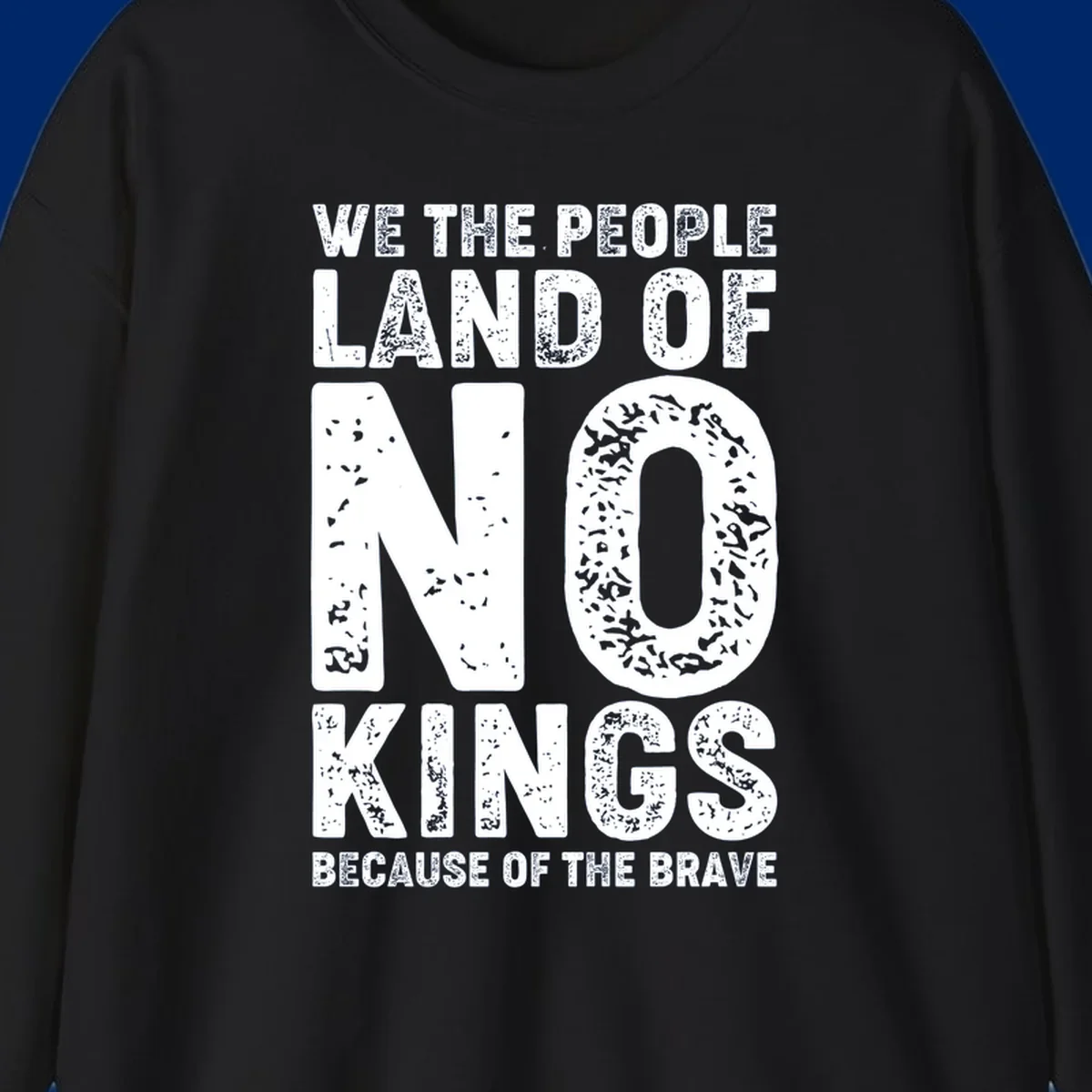 White distressed text on a black background reads, 'WE THE PEOPLE LAID NO FOUNDATION FOR COWARDICE BECAUSE NONE OF THESE THINGS ARE BRAVE.' Features a we-the-people-brave-quote.