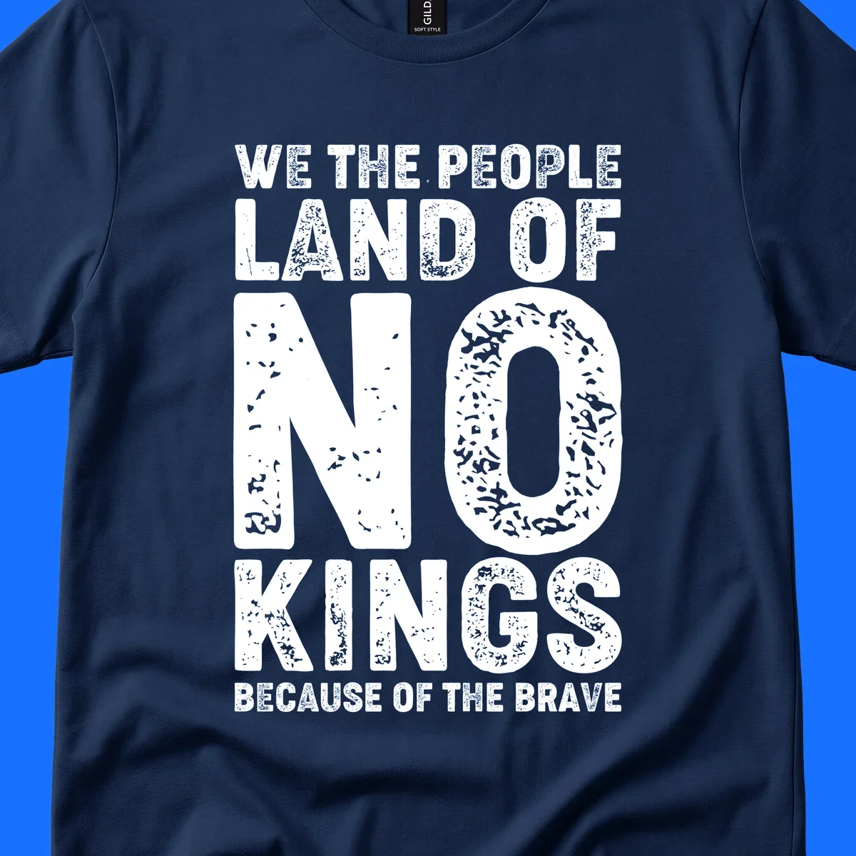 White distressed text on a black background reads, 'WE THE PEOPLE LAID NO FOUNDATION FOR COWARDICE BECAUSE NONE OF THESE THINGS ARE BRAVE.' Features a we-the-people-brave-quote.