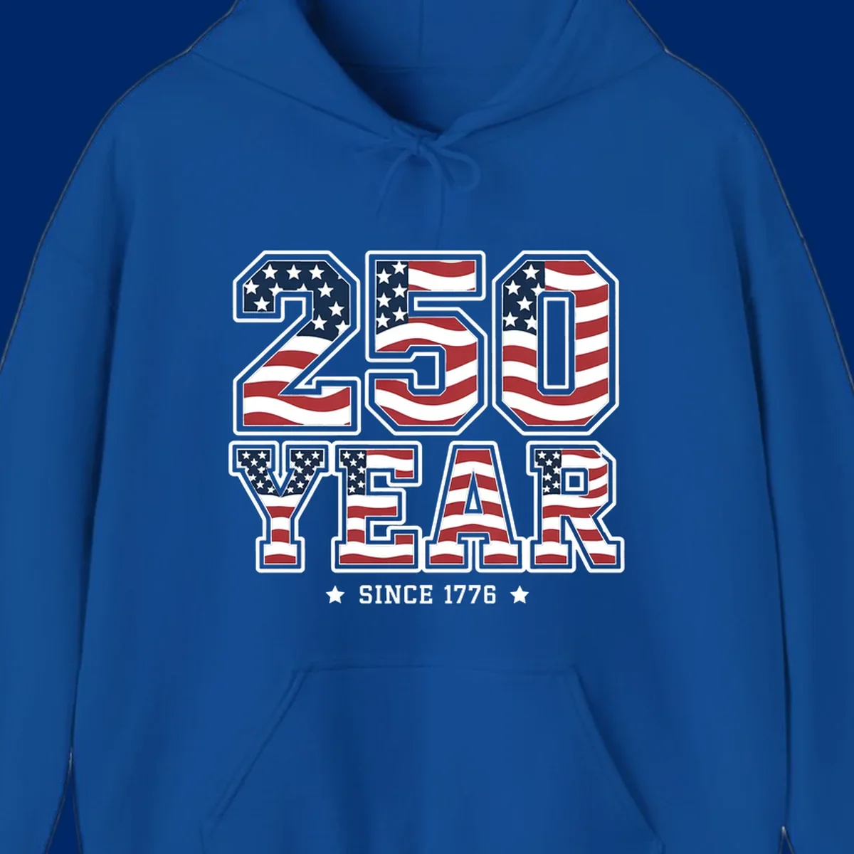 Bold '250 YEAR SINCE 1776' text filled with an America flag pattern, commemorating the america-250-year-anniversary.