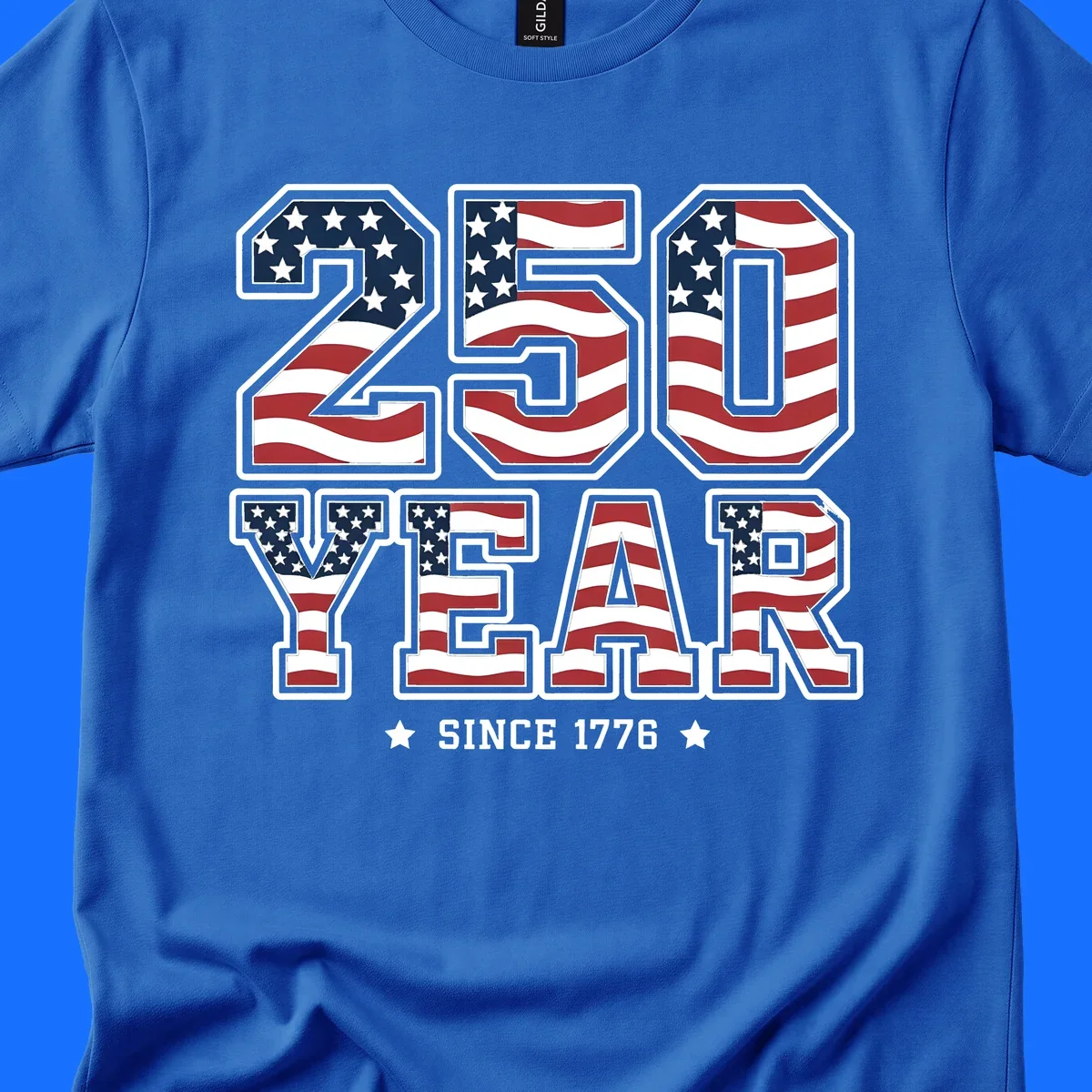 Bold '250 YEAR SINCE 1776' text filled with an America flag pattern, commemorating the america-250-year-anniversary.