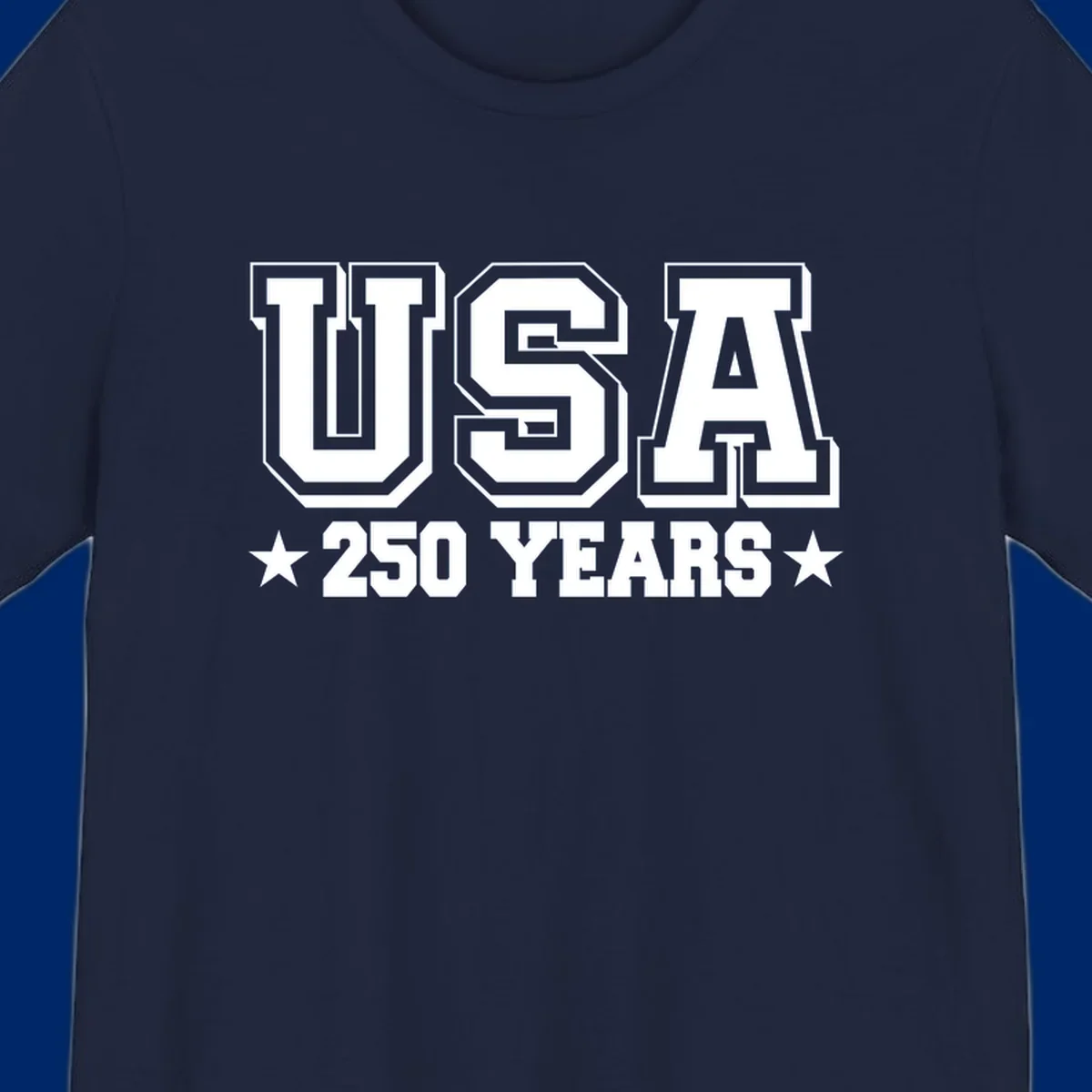 Bold black and white design reading 'EST 1776 AMERICA *250 YEARS*' with a star, commemorating America 250th anniversary.