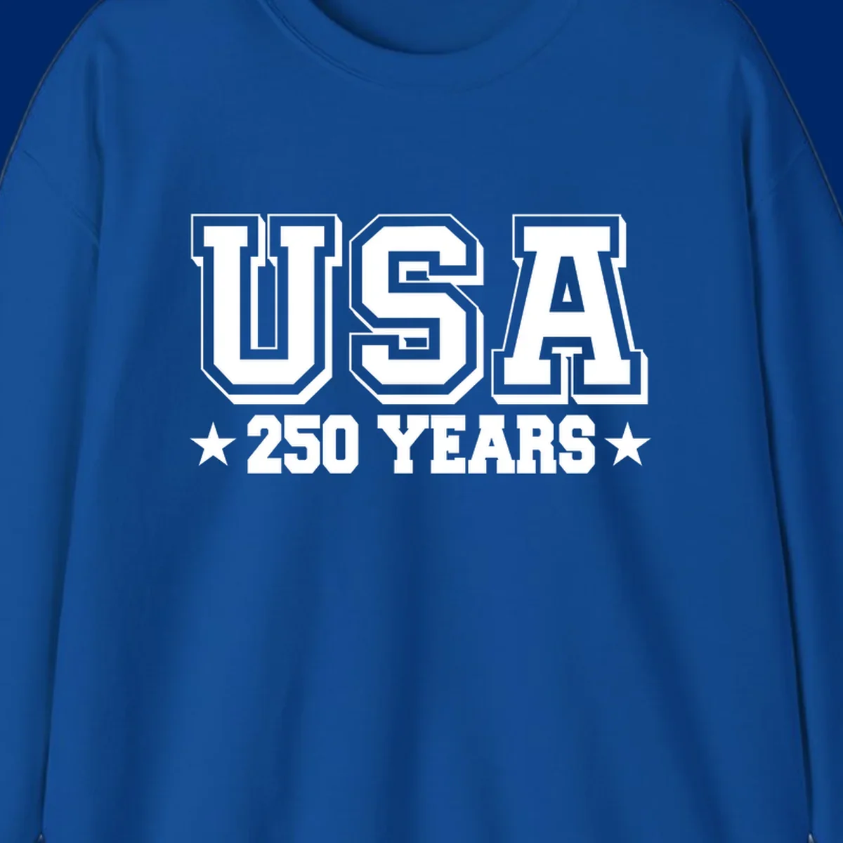 Bold black and white design reading 'EST 1776 AMERICA *250 YEARS*' with a star, commemorating America 250th anniversary.